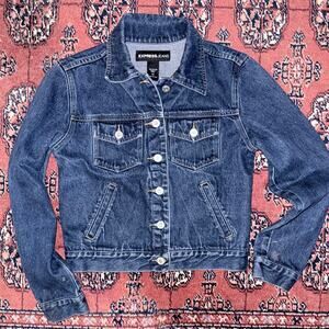 Express Jeans XS CLASSIC 100% Cotton Dark Denim Short Jean Jacket Metal Buttons